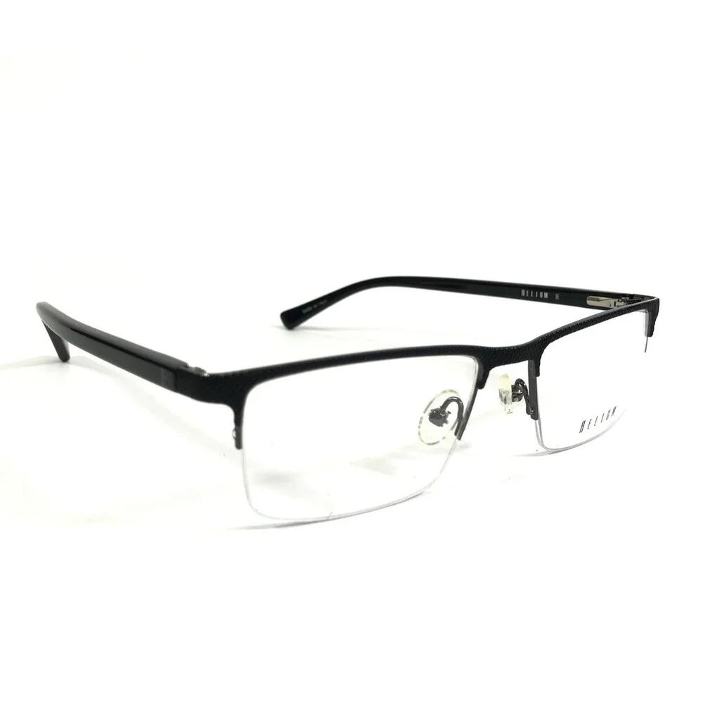 Helium Eyeglasses Frames 4347 BLACK/GUN Black Gunmetal Half Rim 52-17-140